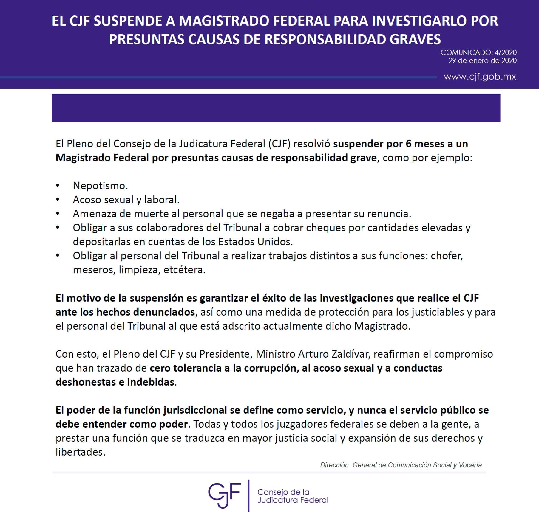 Comunicado 2 Consejo de la Judicatura