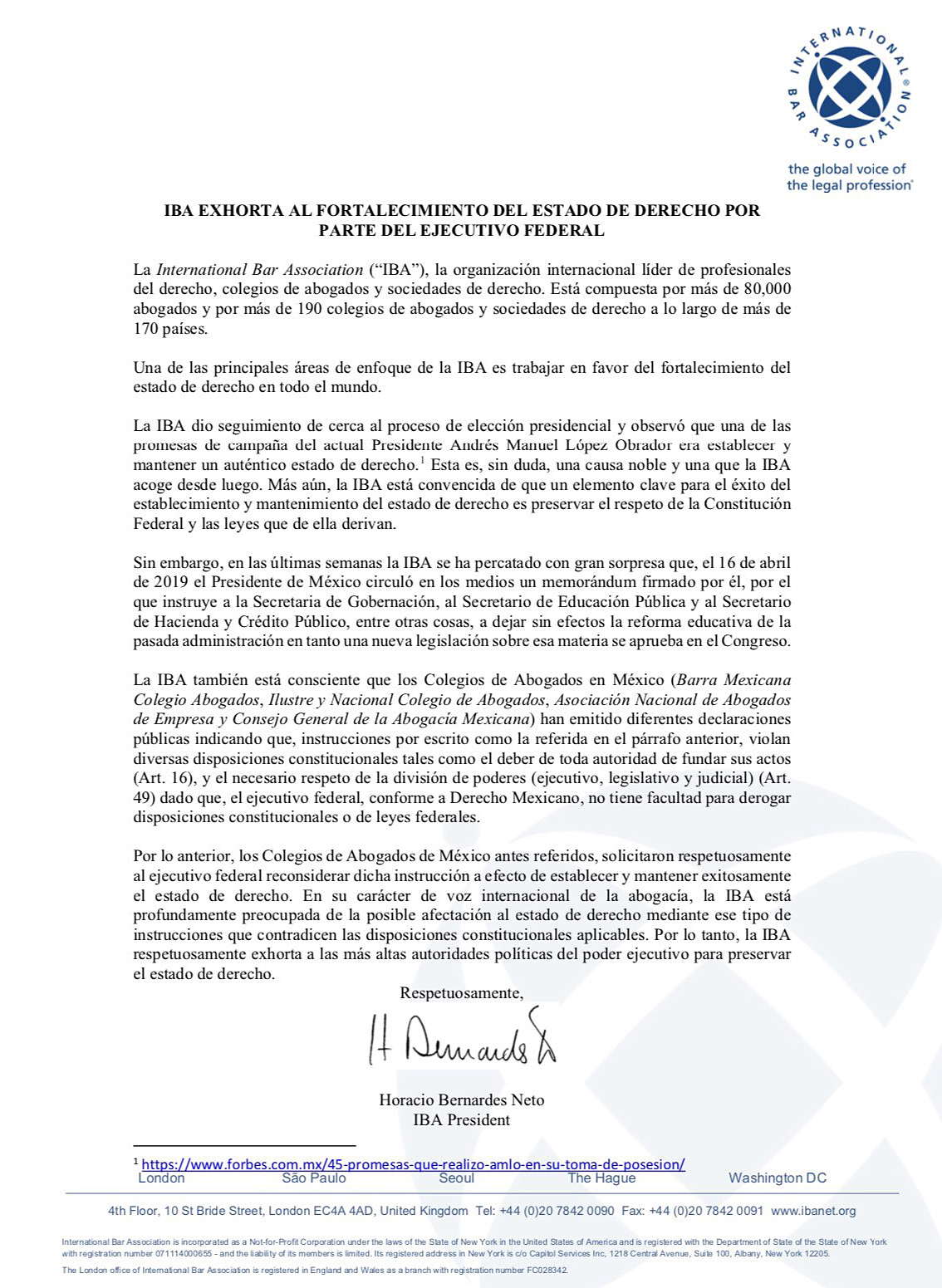 Memorandum International Bar Association